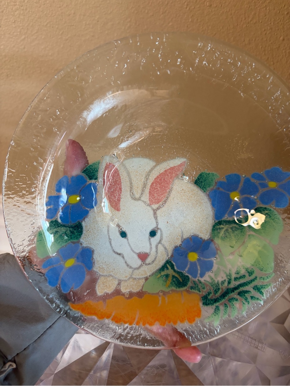Vintage Peggy Karr Bunny Florals Carrot 8.5 inch Plate